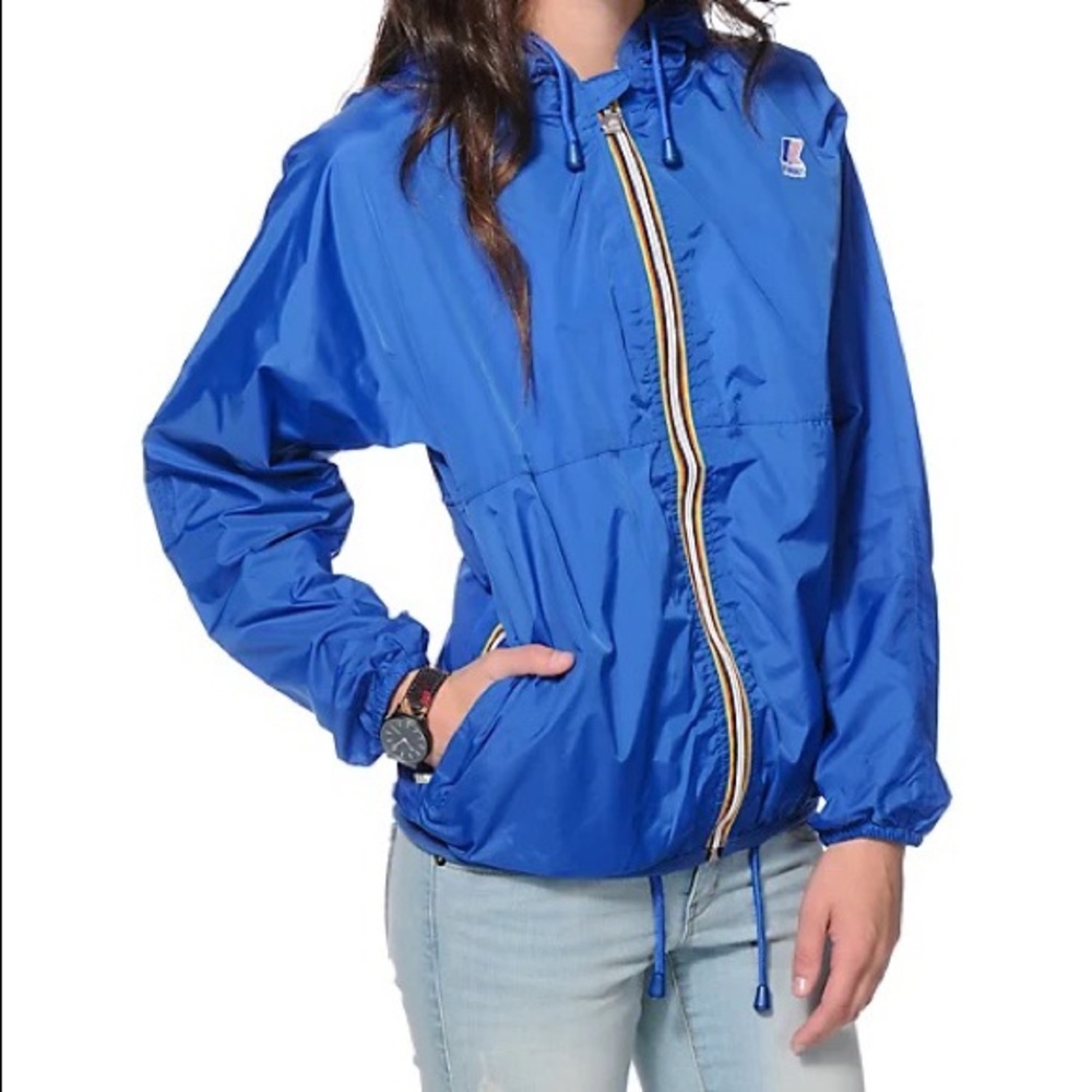 Blue K-Way Full Zip Rain Coat XS